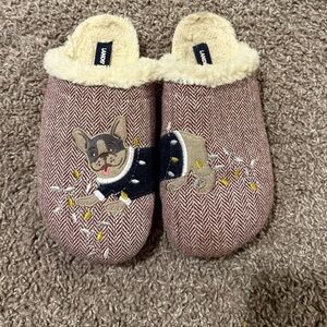 Lands’ End Dog Novelty Print Slippers Womens , size 7